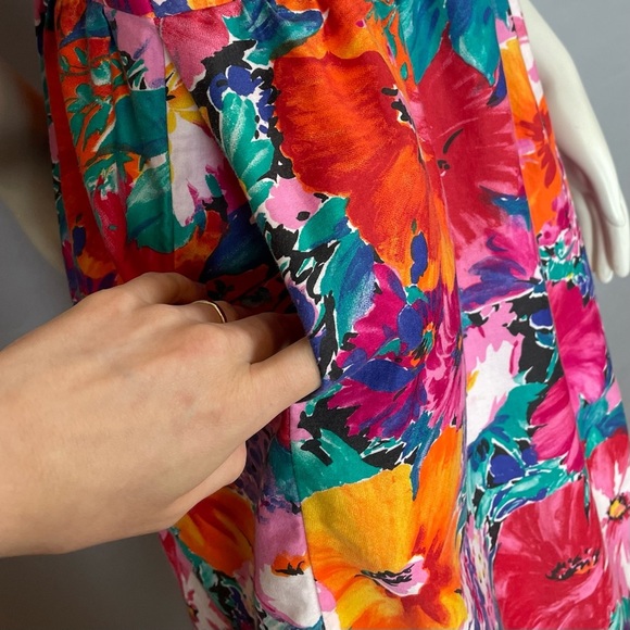 Vintage Floral Dress Sheath Vibrant Convertible Collar Square Neck Petite Lanz - Picture 10 of 16